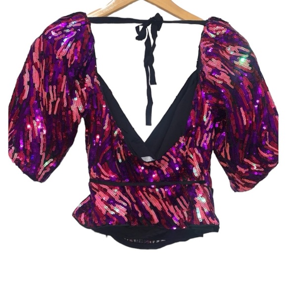 LPA Sequin Wrap Crop Top. Size XS - Picture 5 of 6